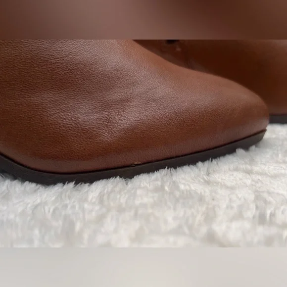EUC FRYE Double Zip Cognac Heeled Judith Ankle Booties Leather Size 8 - Picture 9 of 11
